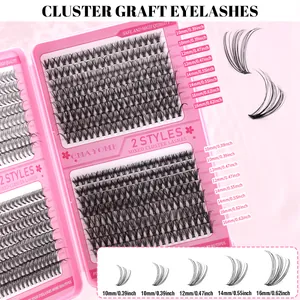 Voluminous cluster lashes set with mixed lengths 10-16mm in a professional pink case