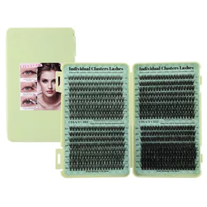 30D-60D cluster lash extension set with 10-16mm lengths in a light green box