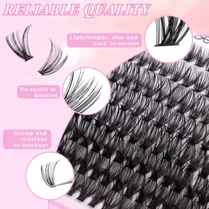 640 clusters de faux cils segmentés noirs de haute qualité pour extension de cils naturelle DIY