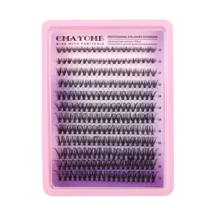 DIY cluster eyelash extension set with D-curl natural thick synthetic fiber 10-18mm