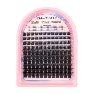 C-curl fluffy thick natural eyelash extensions set with 5-18mm mix lengths in pink case