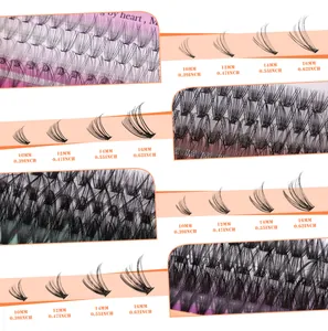 Detalle de extensiones de pestañas en grupo D-curl con largos de 10mm a 16mm