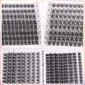 DIY cluster lash extension set with C-curl natural volume and length markings