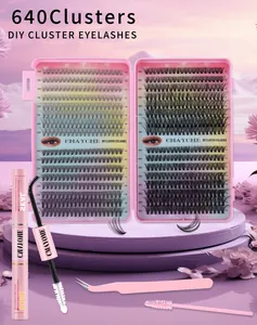 Kit extension ciglia fai-da-te con pinzetta rosa, colla bond & seal e scovolino incluso