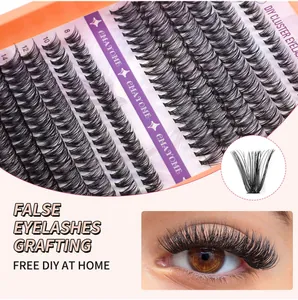 Detail view of DIY individual eyelash cluster set with 8mm to 14mm length specifications