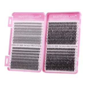 Kit d'extension de cils en grappe DIY rose avec segments de cils individuels 10-16mm