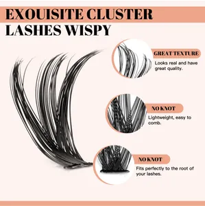 Detailed view of 280 clusters wispy style lash extensions with lightweight knot-free roots