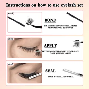 DIY cluster lash extension kit with bond and seal for natural voluminous curly eyelashes