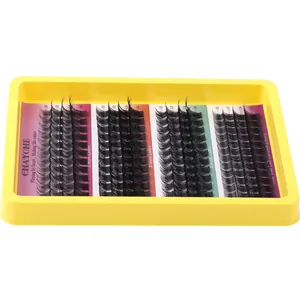 DIY cluster eyelash extension kit with 196 pieces of black D-curl lashes 10-16mm