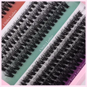 Macro detail of 320 cluster individual lash extensions in four distinct styles