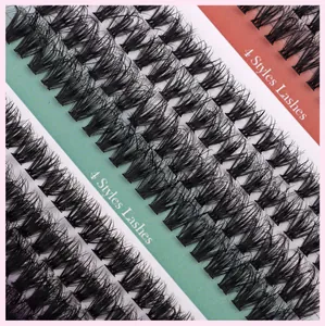 Macro detail of natural black individual cluster eyelash extensions with D curl volume