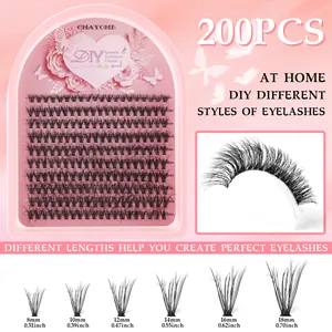 Kit de faux cils DIY avec 200 fibres synthétiques de 8mm à 18mm pour un look naturel