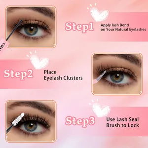 Kit d'extension de cils DIY avec outils roses et instructions de pose étape par étape