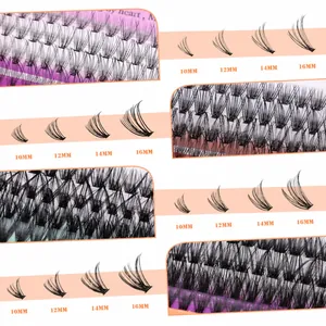 Tabla de tallas de pestañas en racimo con extensiones D-curl de 10 mm hasta 16 mm