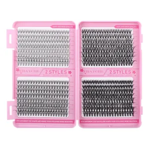 Kit extension ciglia finte a ciuffetti singoli da 10mm a 16mm in custodia rosa