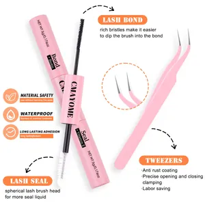 Kit de pegamento y sellador de pestañas con biotina y pinzas rosa de precisión