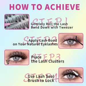 Kit extension ciglia fai-da-te con pinzette e colla per ciglia folte da 10-16 mm D curl