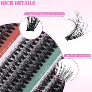 320 Clusters DIY eyelash extension kit with 4 styles of natural dense C-curl lashes