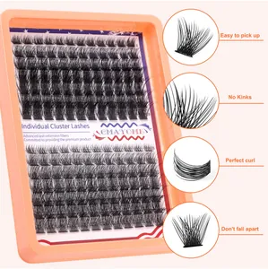 Macro detail of individual cluster lashes showing D-curl fibers and root specification