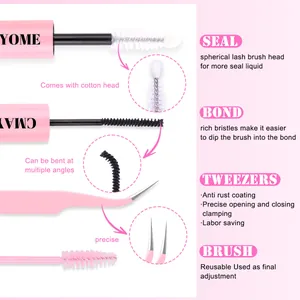 320 cluster individual lash extension kit with pink bond, seal, tweezers and brush tool