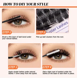 DIY cluster lashes application guide with lash bond, sealant, and professional tweezers