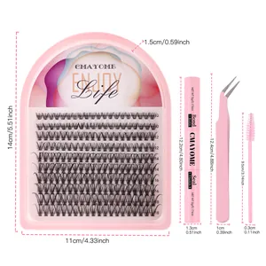 Kit de pestañas DIY con pinzas rosas, máscara bond y seal y bandeja de 10-18mm