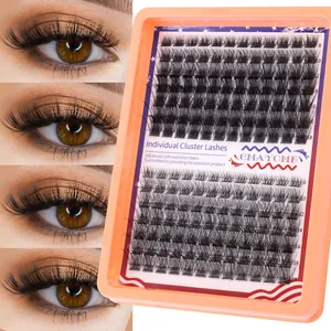 Dramatic individual cluster lashes 8-18mm set with D curl for voluminous lash extensions