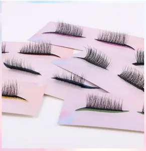 Macro shot of 3D colorful glitter eyeliner false eyelashes on display cards