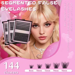 Detalle de 144 racimos de pestañas naturales DIY en varias longitudes de 8 a 16mm