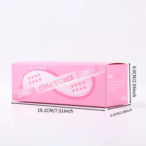 Pink 20-pair eyelash packaging box with natural thick lashes and clear dimensions