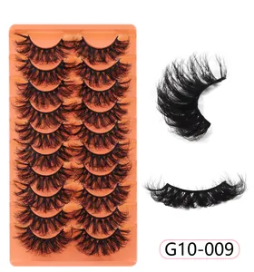 Detalle de pestañas postizas 3D multicapa y voluminosas en pack de 10 pares G10-009