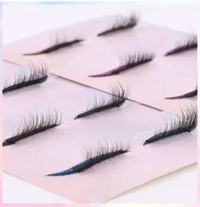Detailed view of self-adhesive colored eyeliner false eyelashes with glitter finish