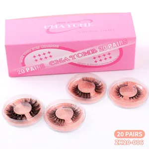 20 pairs of 3D dense curly false eyelashes set in pink glitter individual cases
