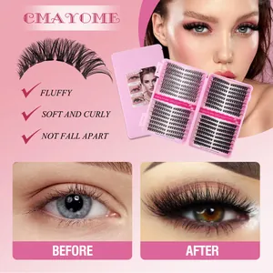 Detail view of 100% handmade fluffy soft individual cluster eyelash extension kit