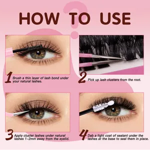 Step-by-step application guide for high-volume clustered false eyelash extension set
