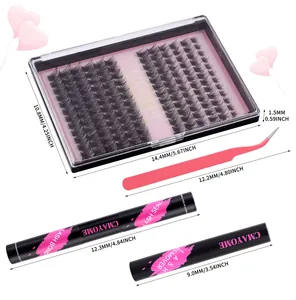 Kit de extensión de pestañas DIY con grupos C-curl, pinzas, Bond Seal y removedor