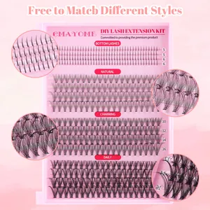 Detailed macro view showing different lengths and styles of professional DIY lash clusters