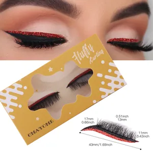 Colorful red and black sequin false eyelashes with star packaging and model close-up