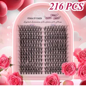 Detailed macro view of 216 individual lash clusters with fluffy and spiky textures