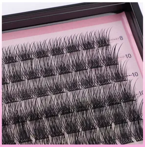 Primer plano de pestañas postizas DIY con curvatura C y marcas de longitud 8mm a 10mm