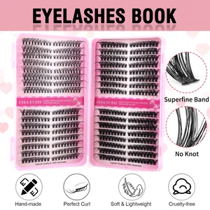 560 Clusters DIY Eyelash Extension Kit with Superfine Band and D Curl Handmade Lashes