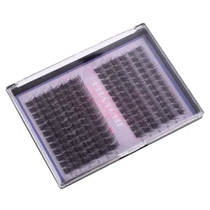 Σετ βλεφαρίδων DIY 8-16mm C curl πυκνές βλεφαρίδες σε μωβ ακρυλική θήκη