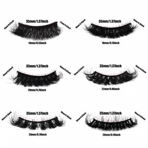 10-pair set of 3D fluffy false eyelashes with multi-size specifications and measurements