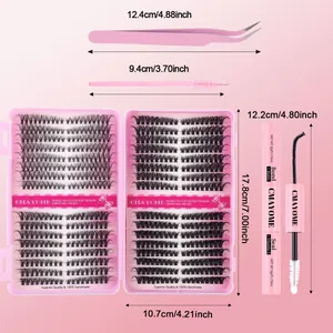 DIY cluster eyelash extension kit with tools and glue for natural volume look