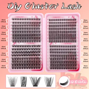 DIY cluster wimperextensions kit met D-krul 10-16mm gesegmenteerde valse wimpers