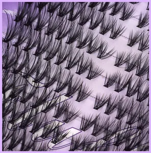 Macro shot of 576 clusters of D-curl black eyelashes showing dense fiber texture