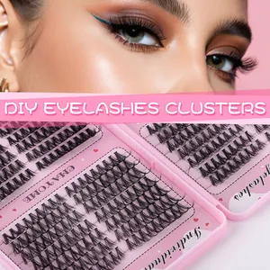 Makroansicht des DIY Wimpernverlängerungs-Sets mit 504 Clustern in rosa Verpackung