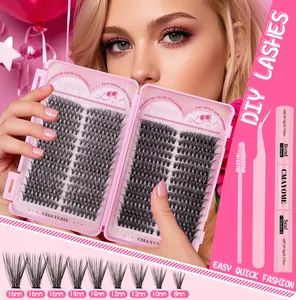 DIY Einzelwimpern-Set mit Bond, Seal, rosa Pinzette und schwarzer Wimpernbürste für Volumen