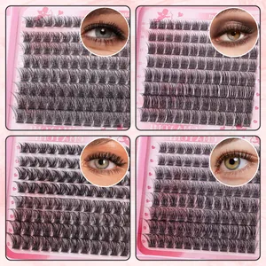 Natuurlijke clusterwimpers set 10-15mm met C-krul voor volumineuze oogmake-up look
