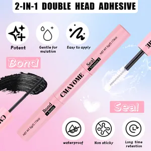 Macro detail of pink 2-in-1 lash bond and seal dual-ended mascara brush set